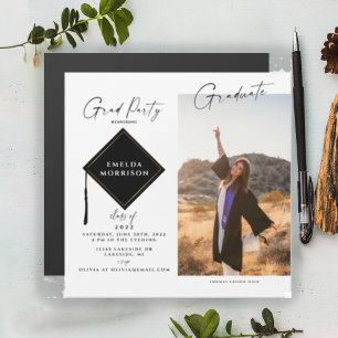 Modern Photo Graduation Party Magnetic Invitation