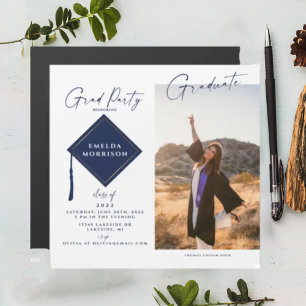 Modern Photo Graduation Party Magnetic Invitation