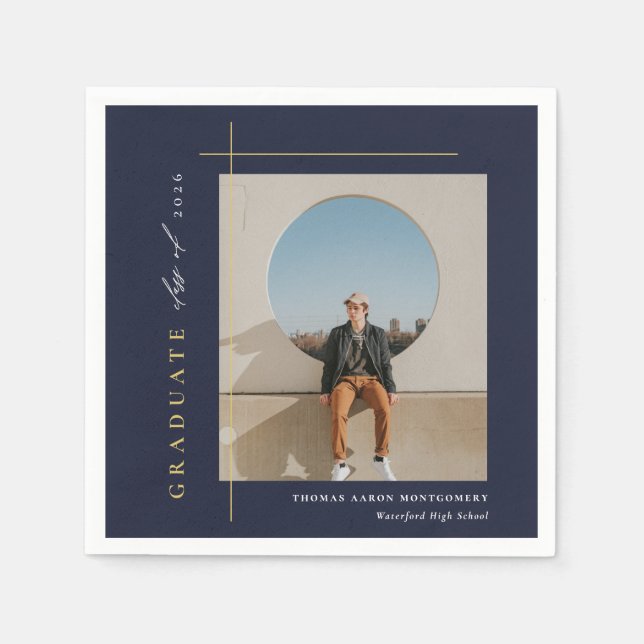 Modern Photo Graduation Party Napkin (Front)