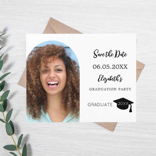 Modern photo Graduation Party Save the Date card (Creator Uploaded)