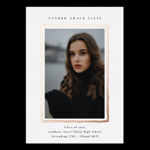 Modern Photo Graduation RoseGold Foil Announcement
