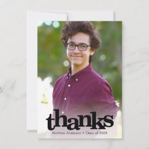 Modern photo graduation simple bold typography thank you card