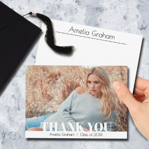 Modern Photo Graduation Thank You Card