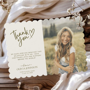 Modern Photo Graduation Thank You Card 