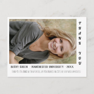 Modern Photo Graduation Thank You Postcard