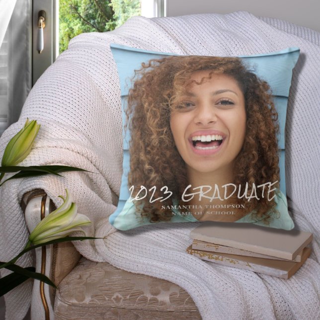 Modern Photo Graduation Throw Pillow (Creator Uploaded)