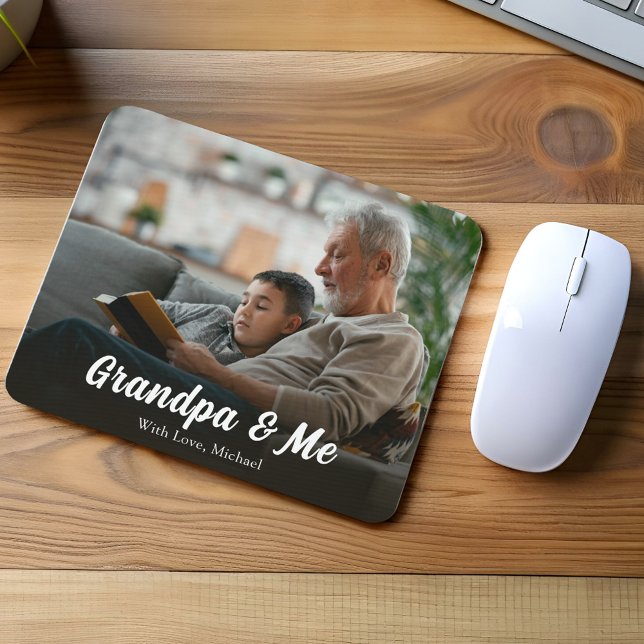 Modern Photo Grandpa and Me Custom Mouse Pad (Grandpa and Me personalized mouse pad)
