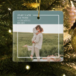 Modern Photo Green Family Lovely Gift Ceramic Ornament<br><div class="desc">Modern Photo Green Family Lovely Gift</div>