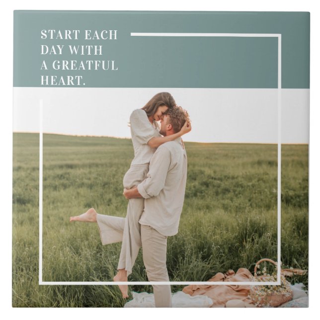 Modern Photo Green Family Lovely Gift Ceramic Tile (Front)