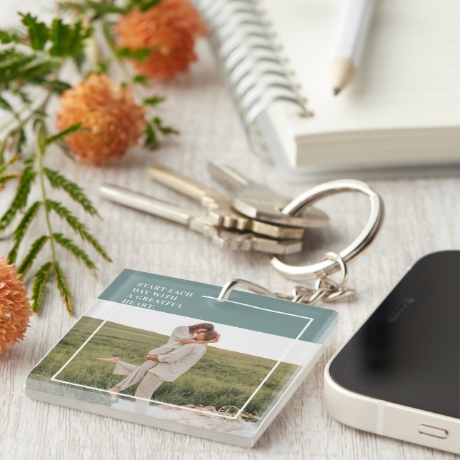 Modern Photo Green Family Lovely Gift Key Ring (Front Right)