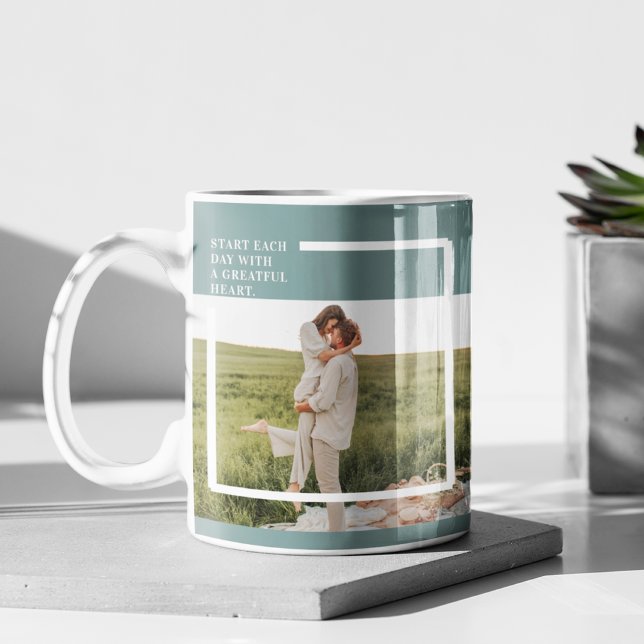 Modern Photo Green Family Lovely Gift Mug (Creator Uploaded)