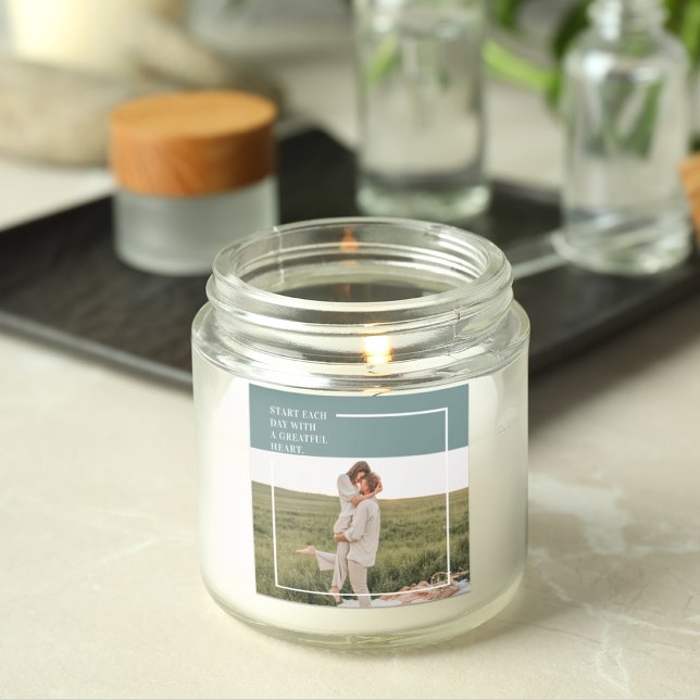 Modern Photo Green Family Lovely Gift Square Sticker (Creator Uploaded)