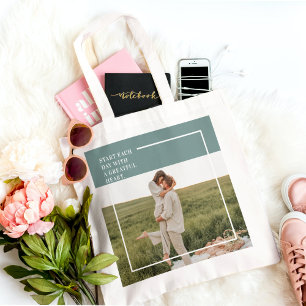 Modern Photo Green Family Lovely Gift Tote Bag