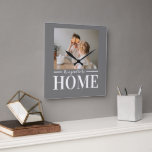 Modern Photo Grey It's good To Be Home Quote Gift Square Wall Clock<br><div class="desc">Modern Photo Grey It's good To Be Home Quote Gift</div>