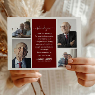 Modern Photo Grid Memorial Funeral Thank You Card