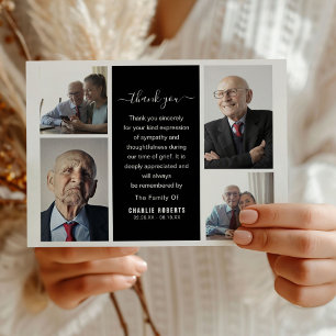 Modern Photo Grid Memorial   Funeral Thank You Card