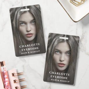 Modern Photo Hair Makeup Artist ID Badge