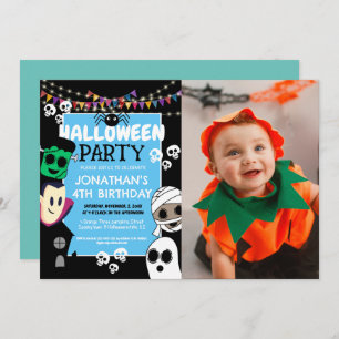 Modern Photo Halloween Cute Ghouls Birthday Party Invitation