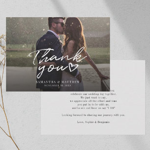 Modern Photo Hand-Lettered Wedding Day Thank You Card