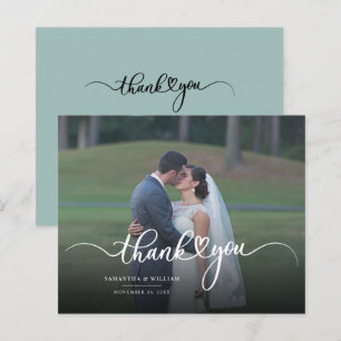 Modern Photo Hand Lettered Wedding Thank You Card
