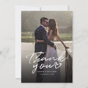 Modern Photo Hand-Lettered Wedding Thank You Card
