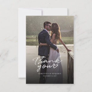 Modern Photo Hand-Lettered Wedding Thank You Card