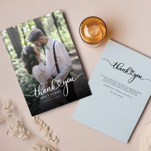 Modern Photo Hand-Lettered Wedding Thank You Card