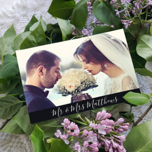 Modern Photo Hand Lettering Thank You Postcard