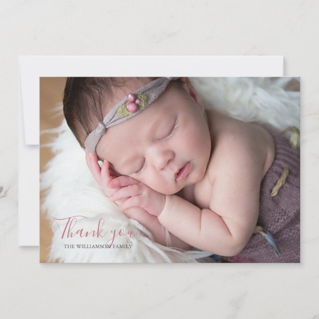 Modern Photo Handwritten Typography Thank You Card (Front)