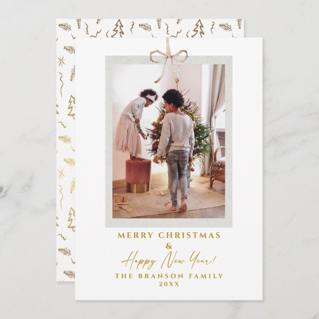 Modern Photo Happiest Merry Christmas  Holiday Card (Front/Back)