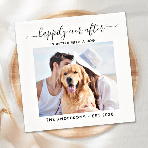 Modern Photo Happily Ever After Custom Wedding Napkin