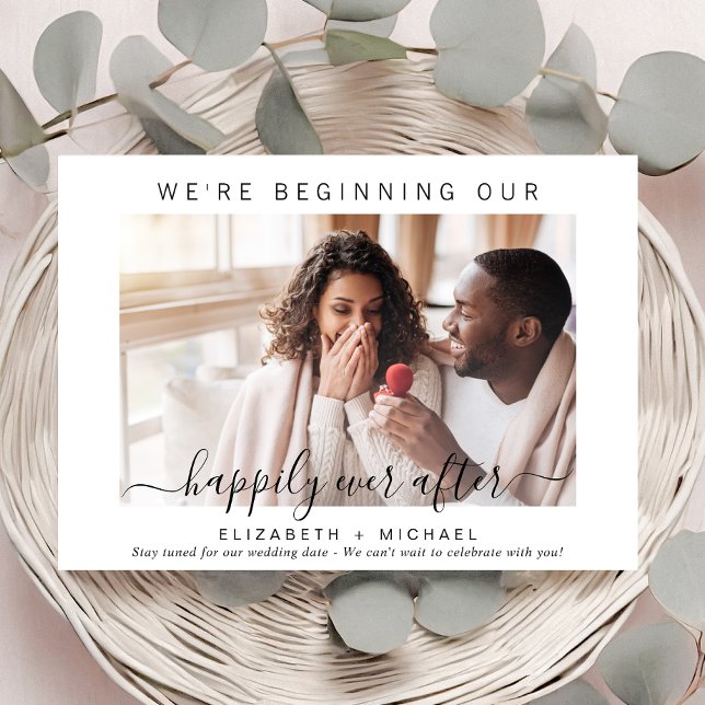 Modern Photo Happily Ever After Engagement Announcement (Creator Uploaded)