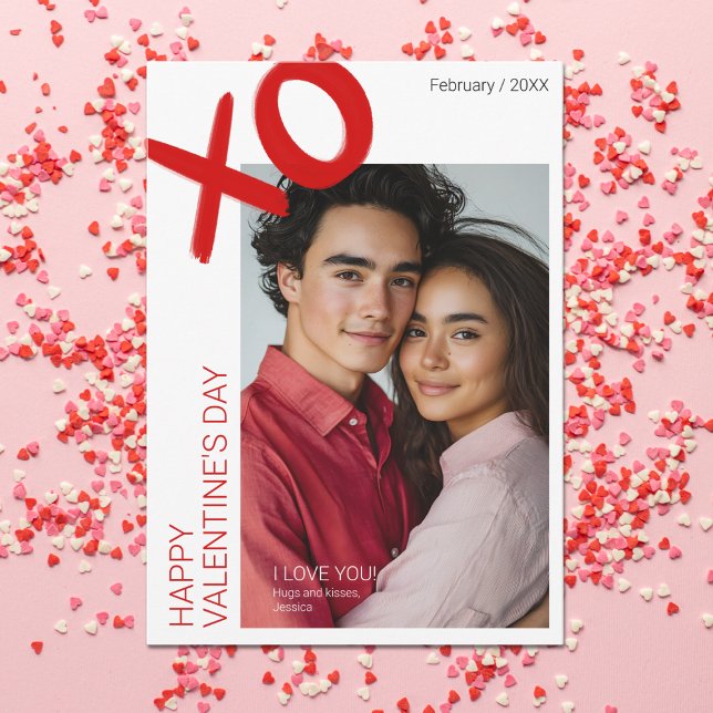Modern Photo Happy Valentines Day XO Anniversary Holiday Card (Modern Photo Happy Valentines Day XO Anniversary Holiday Card)