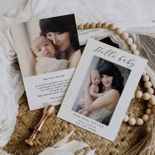 Modern Photo Hello Baby Birth Announcement Card