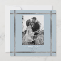 Modern Photo Icy Blue & Silver Square Wedding