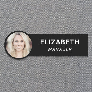 Modern Photo ID Black Name Tag