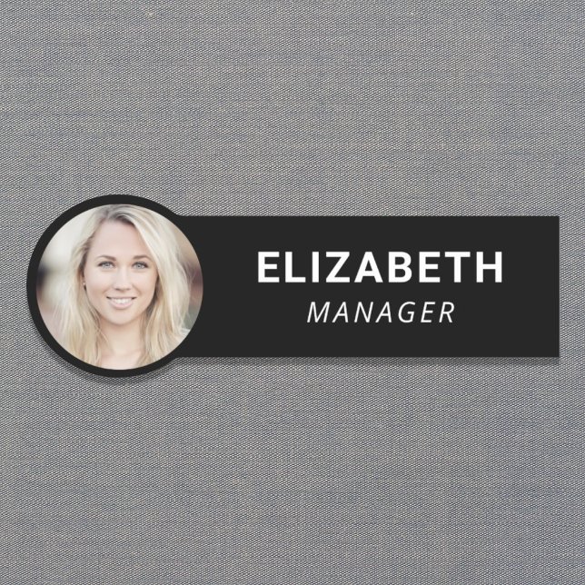Modern Photo ID Black Name Tag (Creator Uploaded)