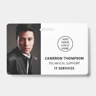 Modern Photo ID Business Logo Staff Name Job Title Badge
