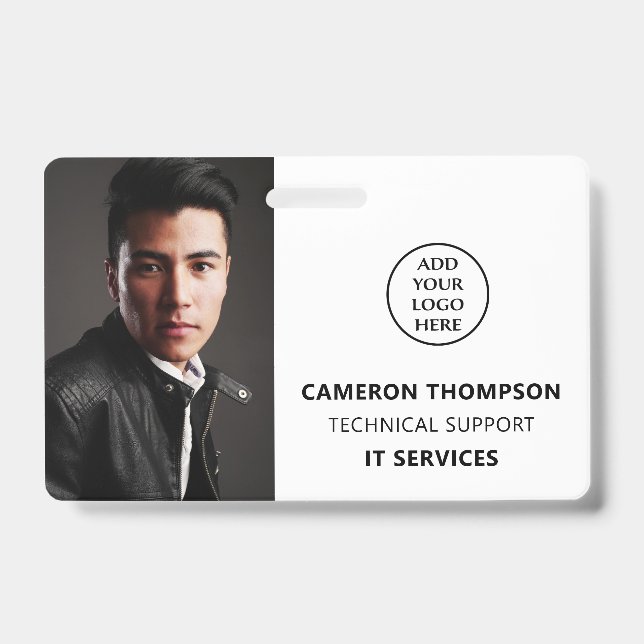 Modern Photo ID Business Logo Staff Name Job Title Badge (Front)