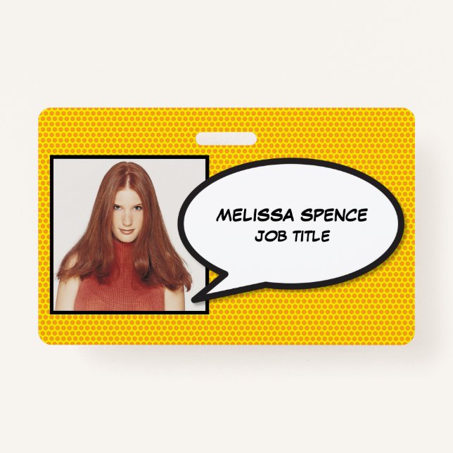 Modern Photo ID Speech Bubble ID ID Badge (Front)