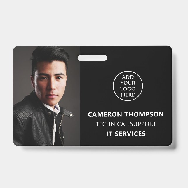 Modern Photo ID Staff Name Job Title Business Logo Badge (Front)