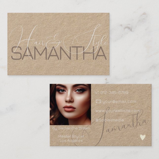 Modern Photo Image Elegant Calligraphy Signature   Business Card (Front/Back)