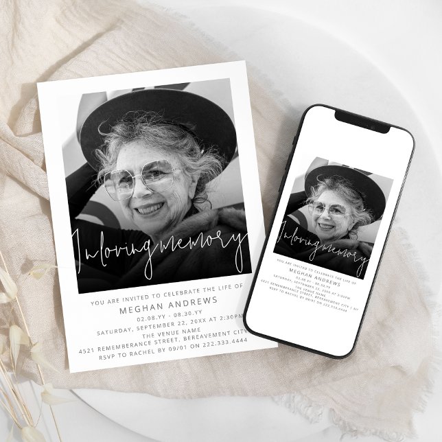 Modern Photo In Loving Memory Invitation (Creator Uploaded)