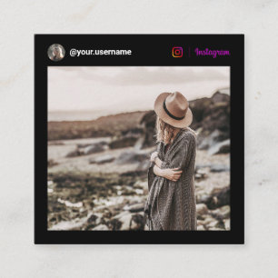 Modern photo Instagram social media minimal black Calling Card