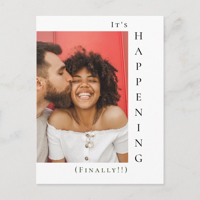 Modern Photo It's Happening Finally Cute Simple Sa Announcement Postcard (Front)