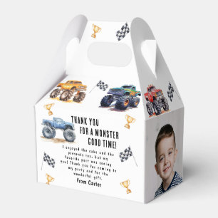 Modern Photo   Kids Monster Trucks Birthday Party Favour Box