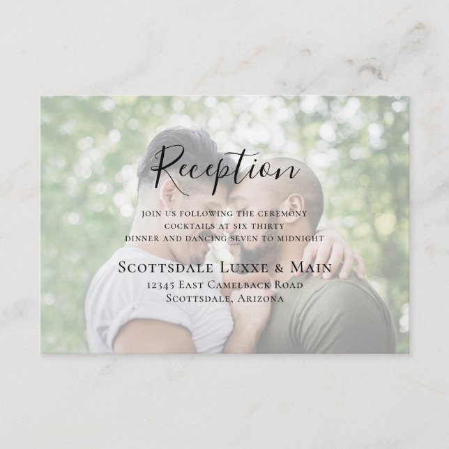Modern Photo LGBTQ Wedding Reception Enclosure Card (Front)