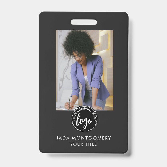 Modern Photo Logo Black ID Badge (Front)