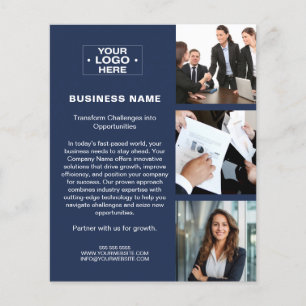 Modern Photo Logo QR Navy Blue Corporate Business Flyer