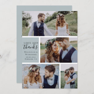 Modern Photo Love and Thanks Wedding Thank You Card